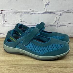 Orthofeet Sanibel 898 Blue Suede Mary Jane Shoes Women's 2E 9.5 X-Wide Comfort